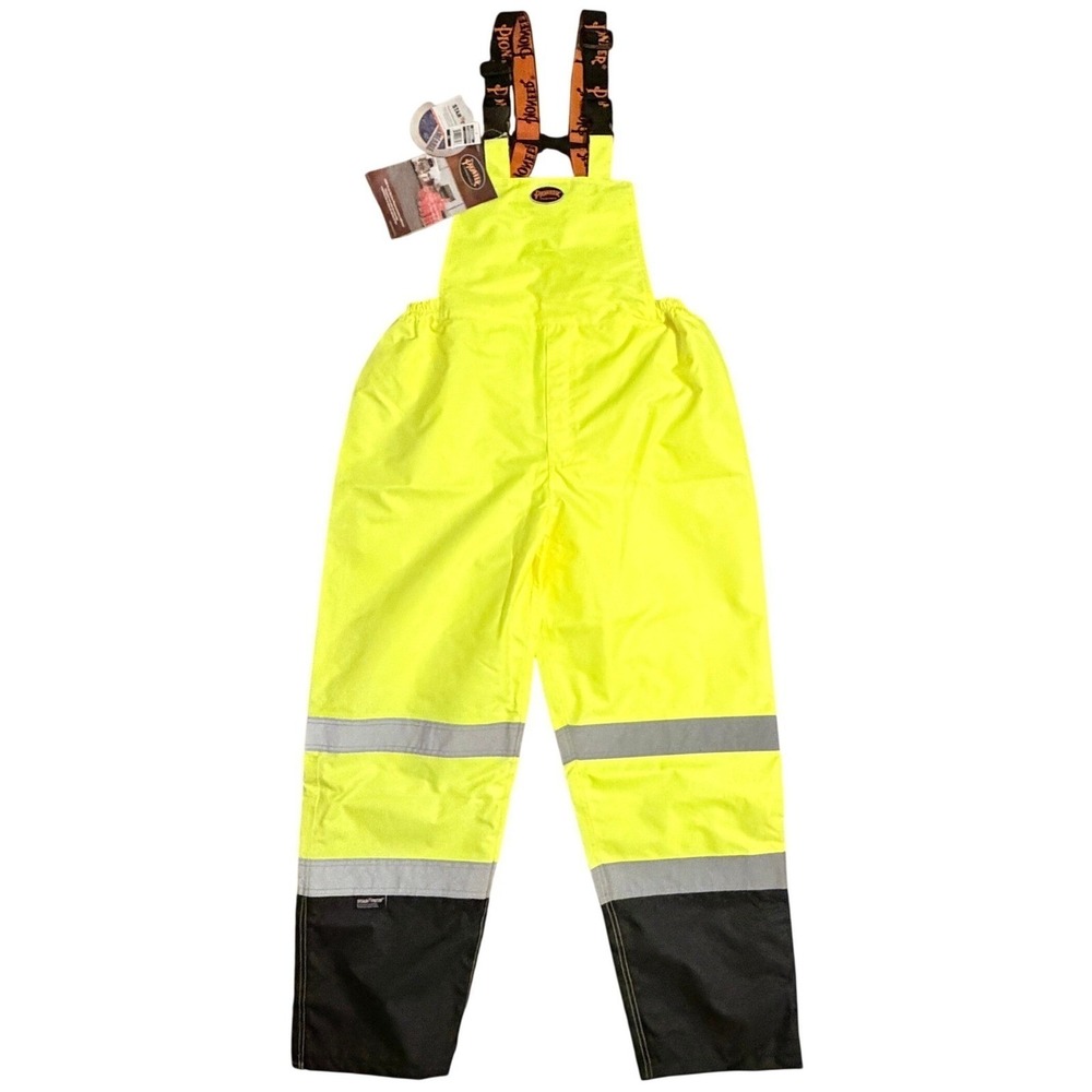 Pioneer Men's XL‎ Yellow Hi-Vis Safety Bib Pant 5405AU 300D Ripstop Waterproof